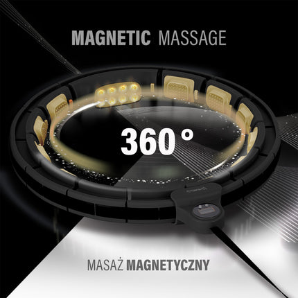 Magnetic Weighted Hula Hoop with Counter, Black/Gold