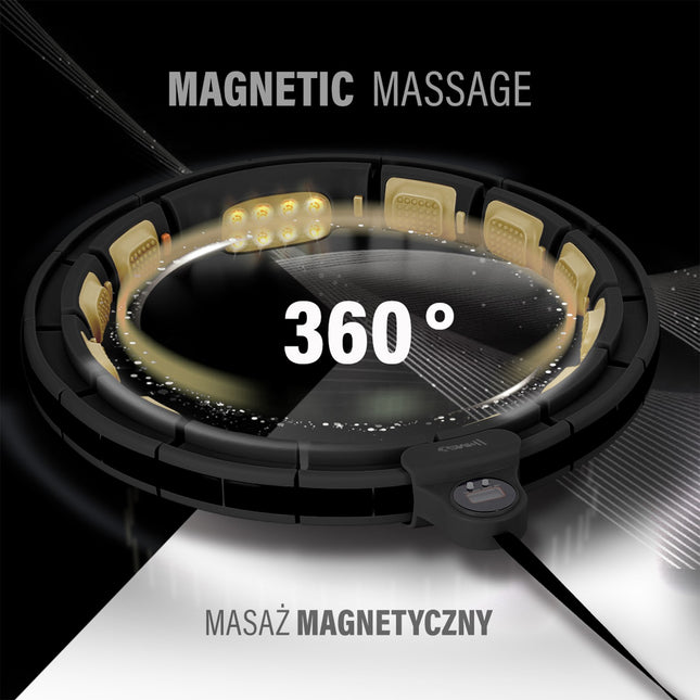 Magnetic Weighted Hula Hoop with Counter, Black/Gold