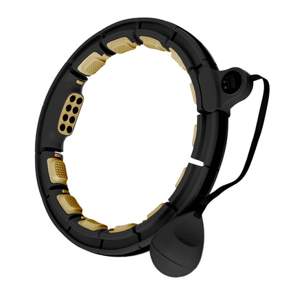 Magnetic Weighted Hula Hoop with Counter, Black/Gold