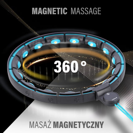 Magnetic Weighted Hula Hoop with Counter, Black/Turquoise