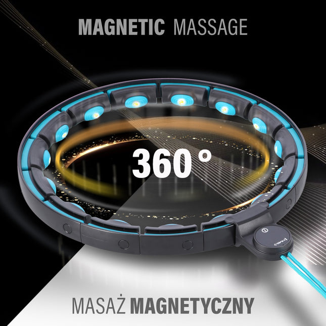 Magnetic Weighted Hula Hoop with Counter, Black/Turquoise