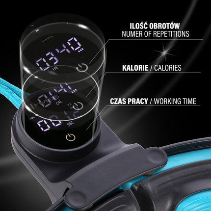 Magnetic Weighted Hula Hoop with Counter, Black/Turquoise