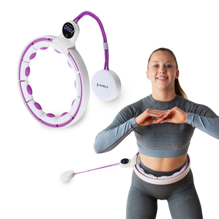 Magnetic Weighted Hula Hoop with Counter, White/Violet