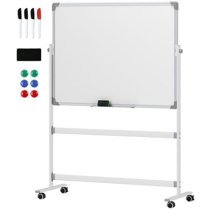 Double-sided whiteboard 120x90 cm with stand & wheels