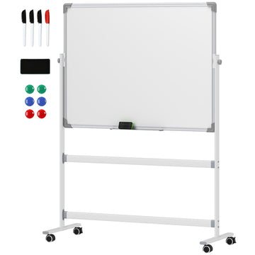 Double-sided whiteboard 120x90 cm with stand & wheels