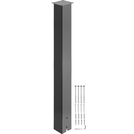 Mailbox Post Stand, 43 Inch Powder-Coated Steel, Black