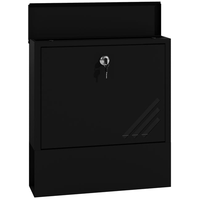 Outdoor mailbox in metal with lock, dark grey, 30x8.5x32.5 cm