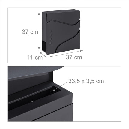 Mailbox with newspaper holder black