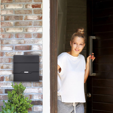 Mailbox with newspaper holder black