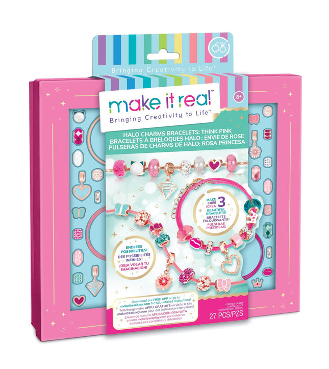 Make It Real Diy Halo Charms Bracelets Set "Think Pink"