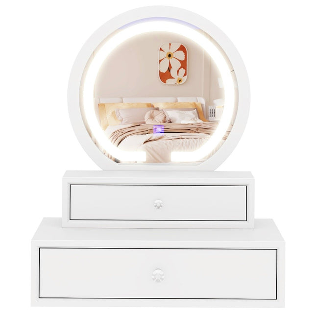 Makeup Mirror with 2 Drawers, 51x26x59 cm, White