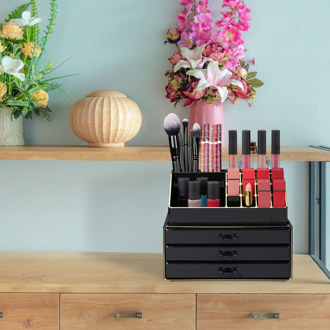 Makeup Organizer with 3-Drawer Jewelry Box