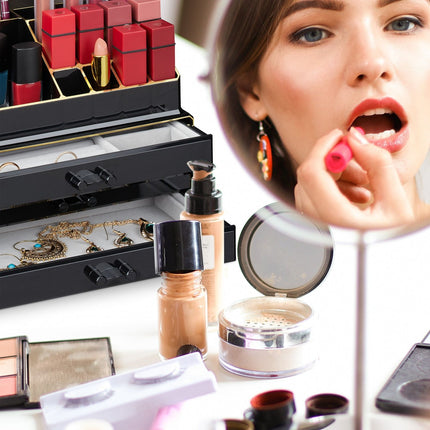 Makeup Organizer with 3-Drawer Jewelry Box