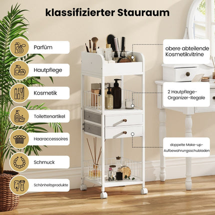 Makeup Storage Cart with Drawers and Wheels