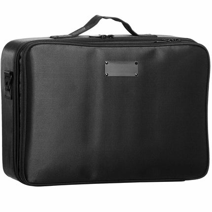 Makeup Train Case, Large 3-Tier Waterproof Oxford, Black