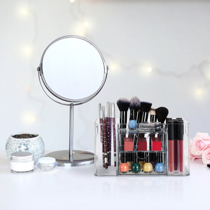 Makeup and Brush Organizer with Drawers, Clear