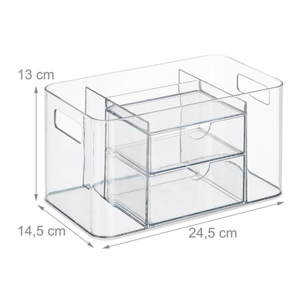Makeup and Brush Organizer with Drawers, Clear