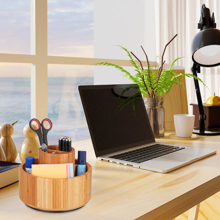 Makeup holder that can be rotated made of bamboo