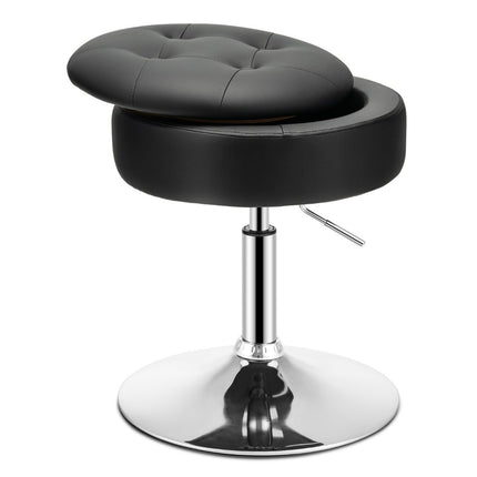 Makeup stool with storage space 360° rotating stool made of black faux leather