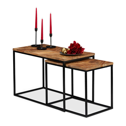 Mango Wood Coffee Tables – Set of 2, Natural Finish
