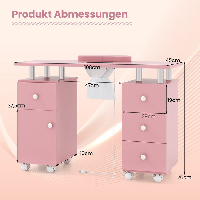 Manicure Table with Electric Dust Collector & Storage