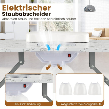 Manicure table foldable nail table with electric dust collector manicure table marble look white