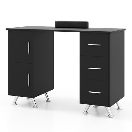 Manicure table with drawers cabinets &amp; Wrist rest manicure table black