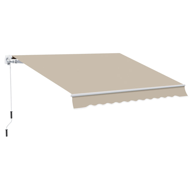 Manual folding arm awning, 4m, Sun protection, White/Beige