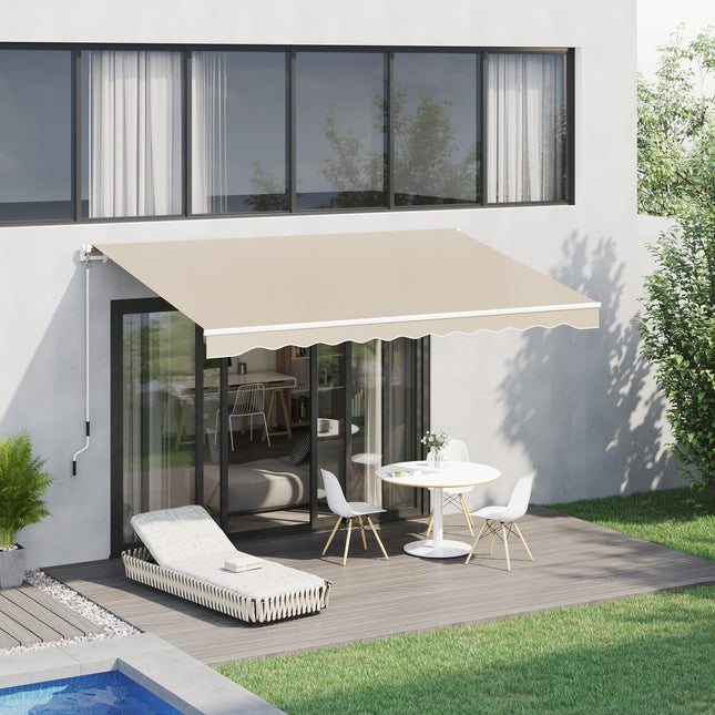 Manual folding arm awning, 4m, Sun protection, White/Beige