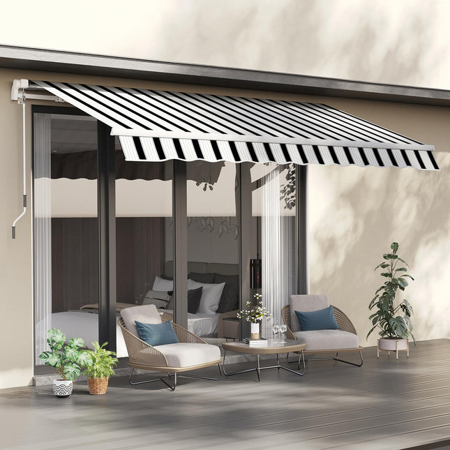 Manual folding arm awning 4m, Sun protection, White/Blue