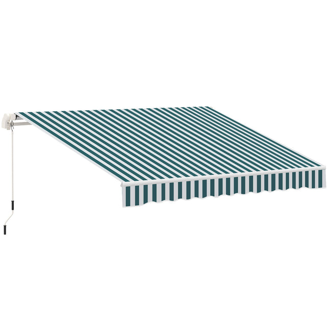 Manual folding balcony awning, 4m, Sun protection, White/Green