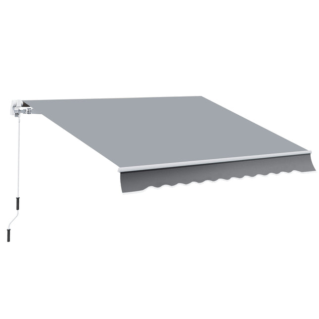 Manual Arm Awning, 4M, Sun Protection, Wall Mount, White/Grey