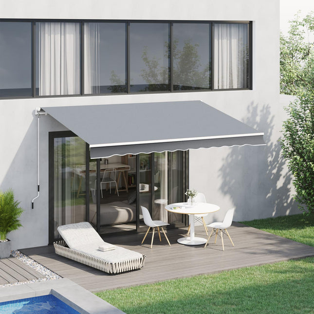 Manual Arm Awning, 4M, Sun Protection, Wall Mount, White/Grey
