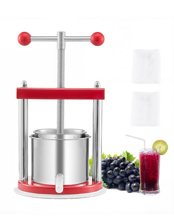 Manual Fruit Wine Press 1.65L, Stainless Steel, T-Handle