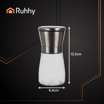 Manual Glass Spice Grinder Set, 2 Pcs, Ceramic Mechanism