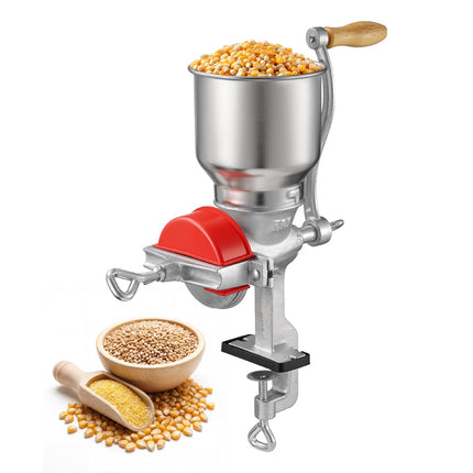 Manual Grain Mill, Cast Iron Hand Crank, Table Clamp