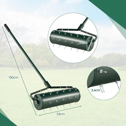 Manual Lawn Aerator Roller – 53x130 cm, 33 Spikes