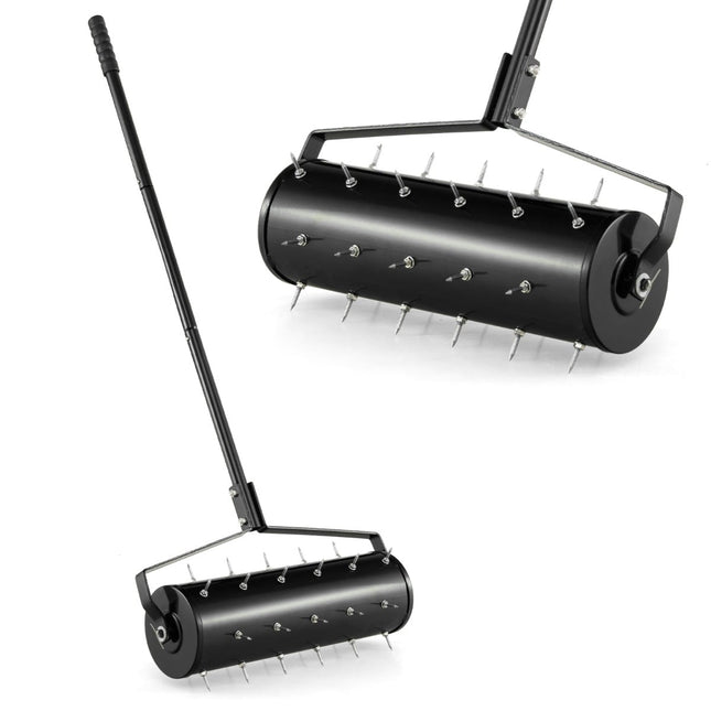 Manual Lawn Aerator Roller with 33 Spikes, 52x130 cm