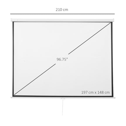 Manual Projector Screen, 100 Inch, 4:3/16:9, Home Theater