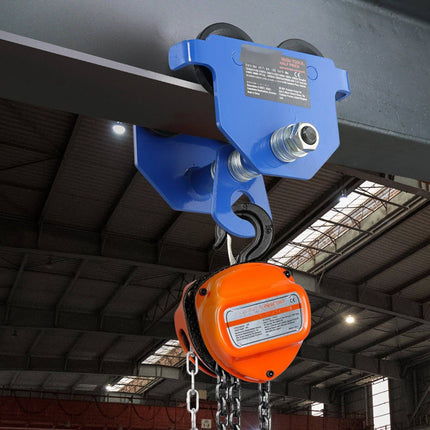 Manual Push Beam Trolley, 1100 lb, Adjustable 2.5–5.5 in
