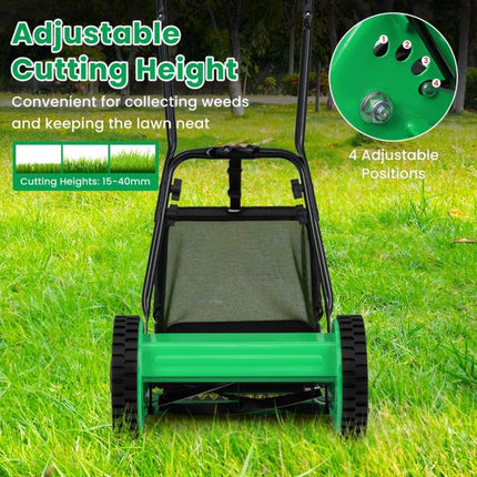 Manual Reel Lawn Mower, 30cm Cut, 18.5L Catcher