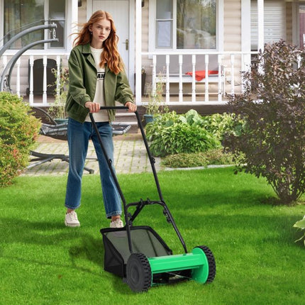 Manual Reel Lawn Mower, 30cm Cut, 18.5L Catcher