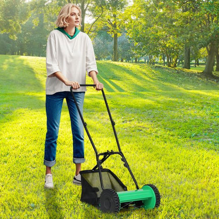 Manual Reel Lawn Mower, 30cm Cut, 18.5L Catcher