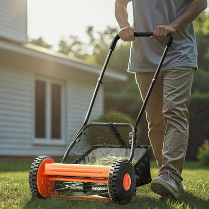 Manual Reel Lawn Mower 35 cm, 5-Blade, Grass Catcher