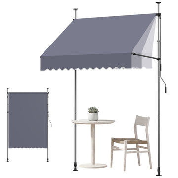 Manual Retractable Awning 150 cm, Adjustable Angle, Dark Gray