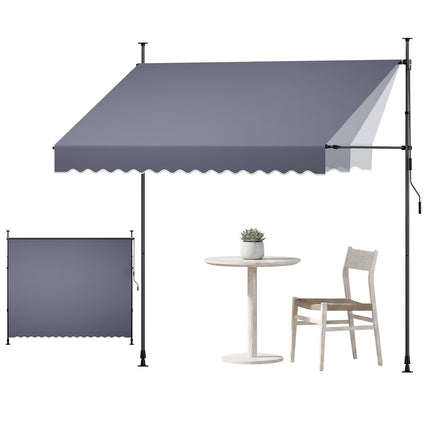Manual Retractable Awning, 300 cm, Height Adjustable, Dark Gray