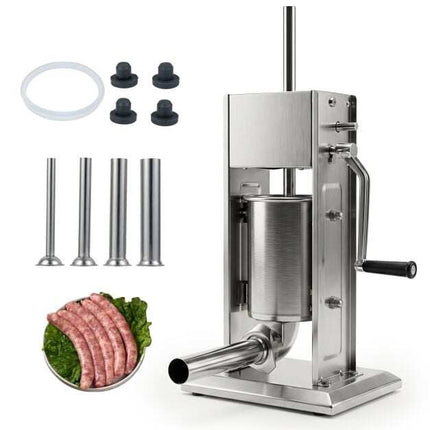 Manual Sausage Stuffer, 7 LBS Capacity, 4 Tubes, 2 Speeds