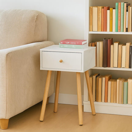 Marble Effect Bedside Table with Drawer Storage
