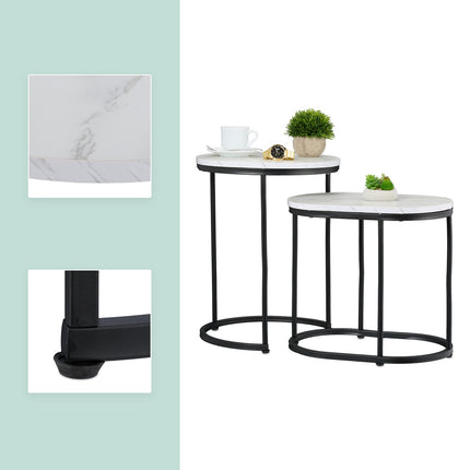 Marble Look Nesting Tables – Set of 2, Living Room