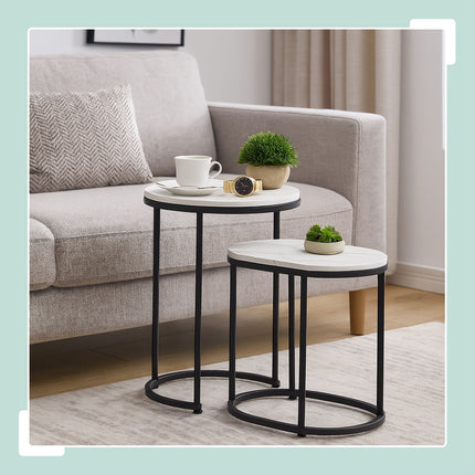 Marble Look Nesting Tables – Set of 2, Living Room
